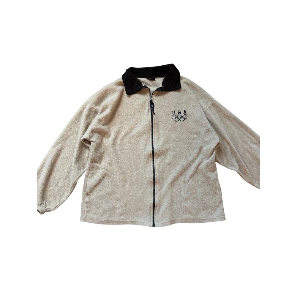 USA Olympics Beige Zip Up Fleece - Size L